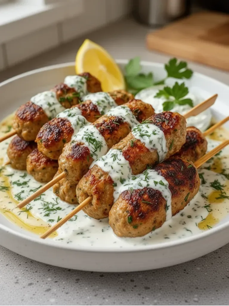 Chicken Kofta Garlic Yogurt Sauce