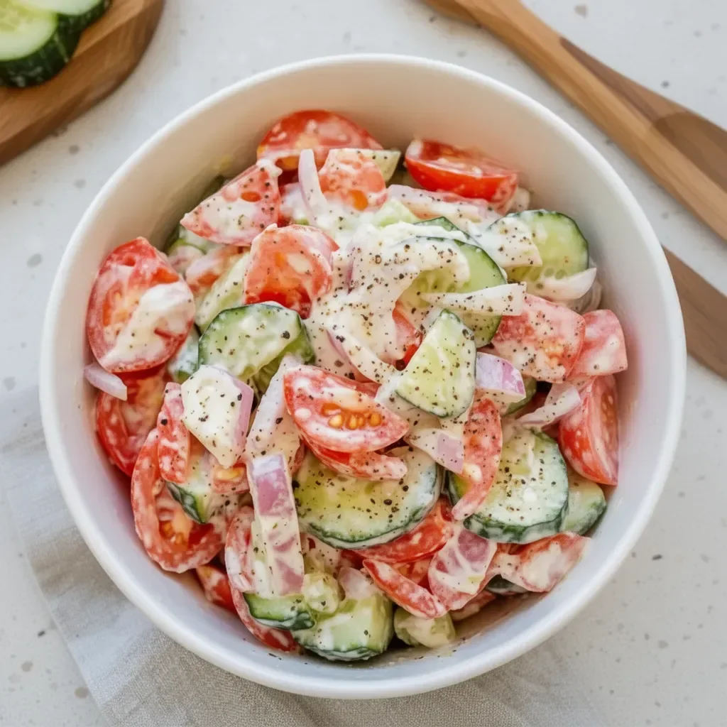 Creamy Cucumber Tomato Onion Salad