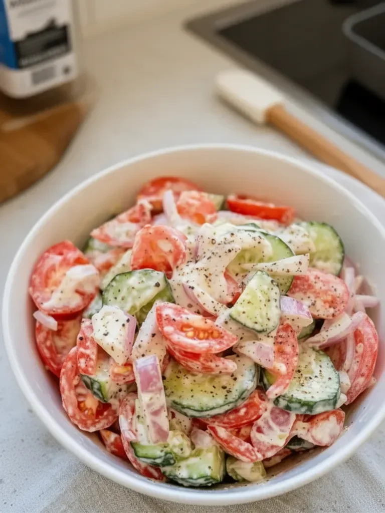Creamy Cucumber Tomato Onion Salad