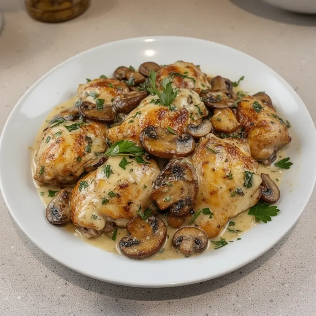 Creamy Garlic Mushroom Chicken Thighs