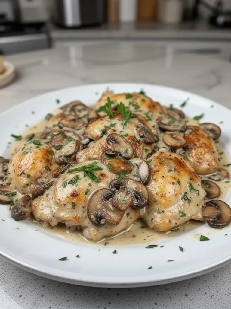 Creamy Garlic Mushroom Chicken Thighs
