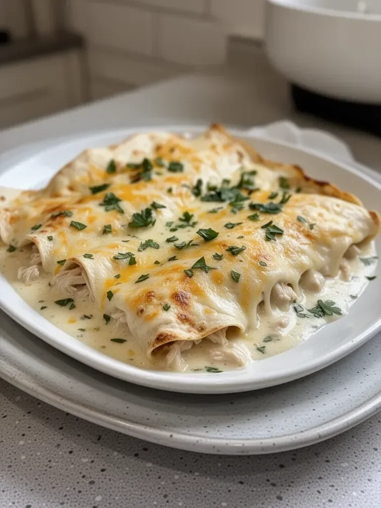 Creamy White Chicken Enchiladas
