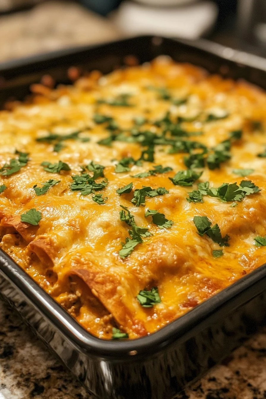 Crockpot Chicken Enchilada Casserole