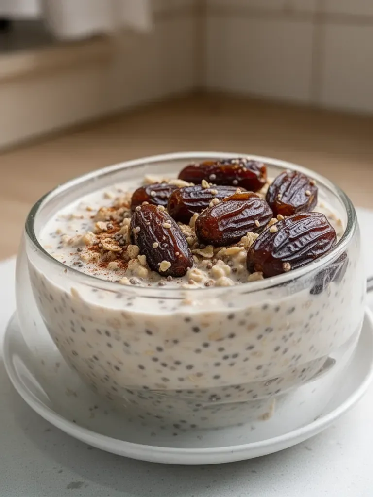 Filling Date Overnight Oats with Chia Seeds