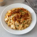 French Onion Chicken Orzo Casserole