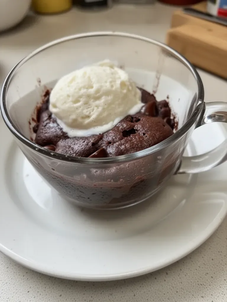Fudgy 1-minute brownie mug cake