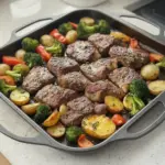 Garlic Butter Steak & Veggies Sheet Pan Recipe