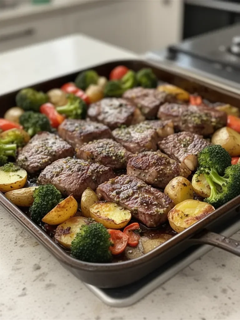 Garlic Butter Steak & Veggies Sheet Pan Recipe