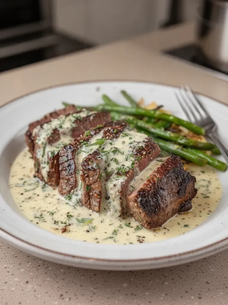 Garlic Butter Steak With Parmesan Cream Sauce