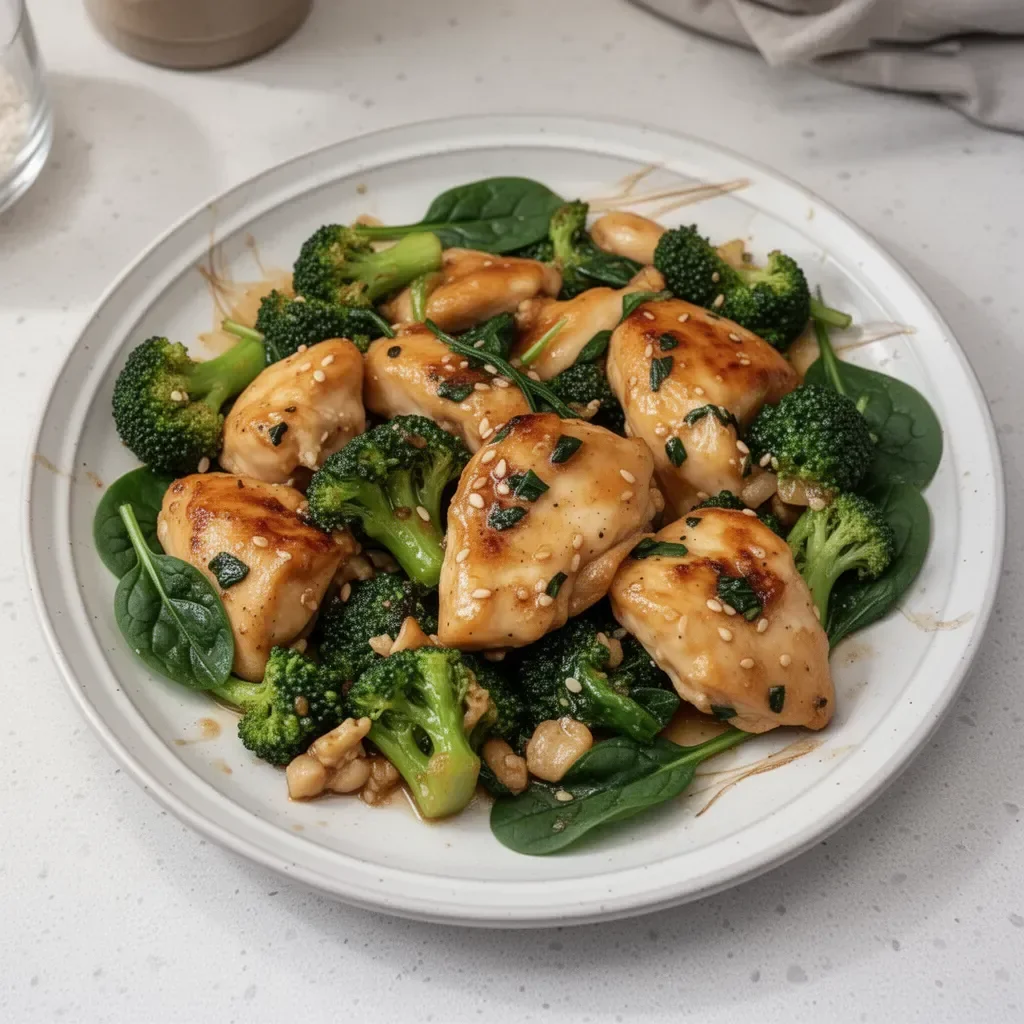 Garlic Chicken with Broccoli and Spinach
