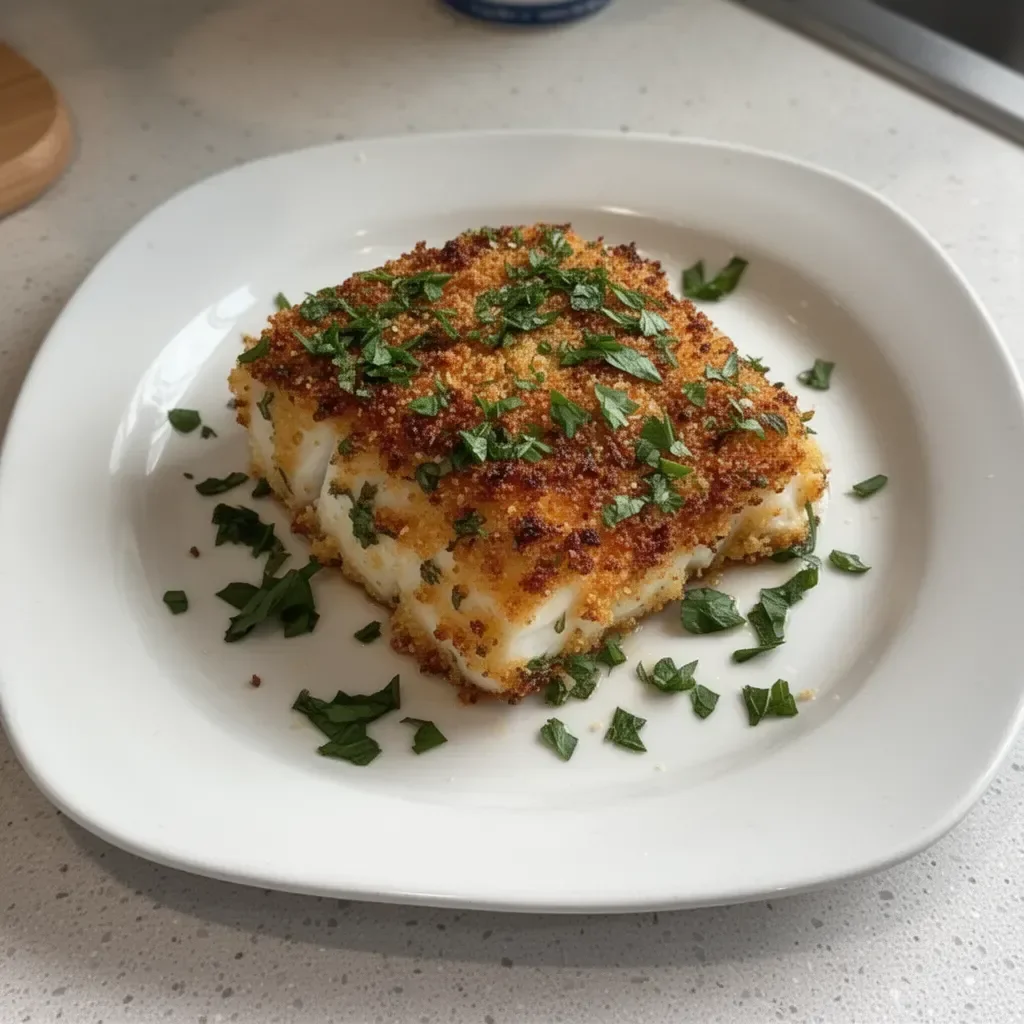Garlic Parmesan Crusted Halibut