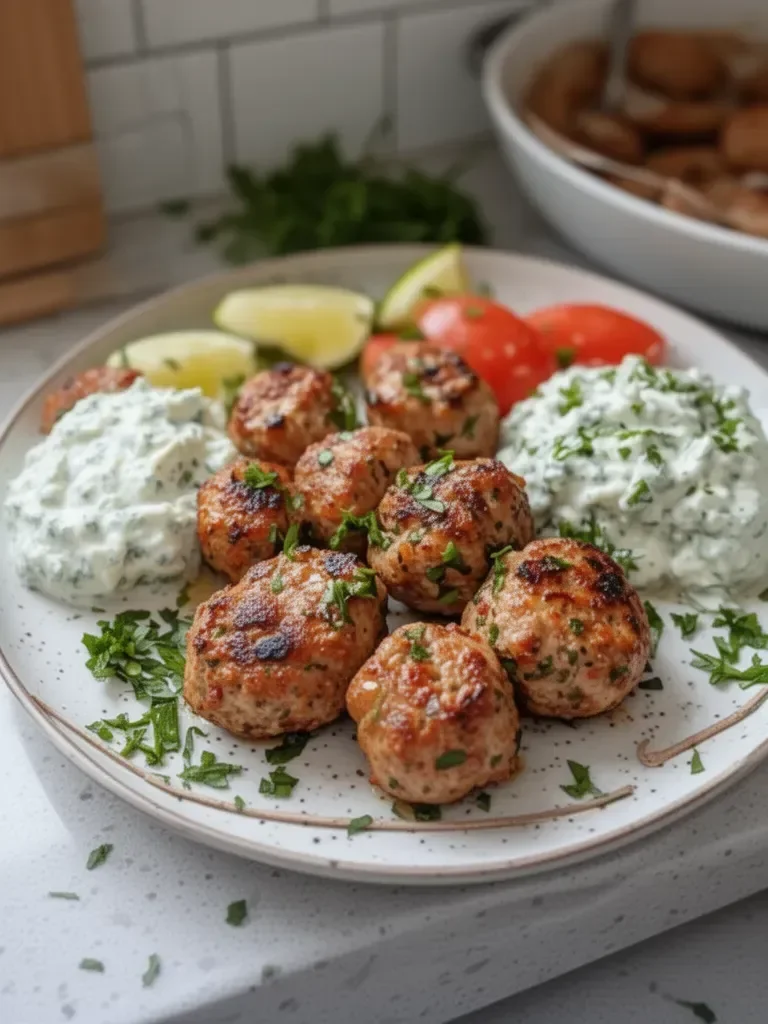 Greek Turkey Meatballs with Tzatziki