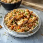 High Protein Crispy Garlic Chicken Fried Rice