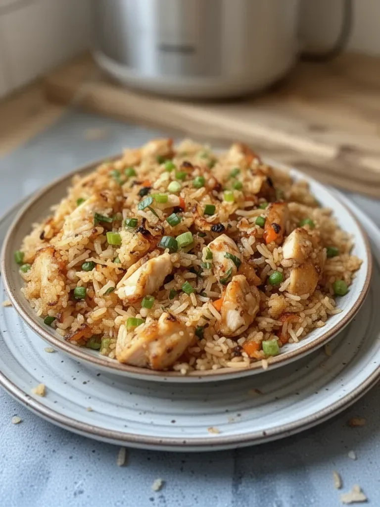 High Protein Crispy Garlic Chicken Fried Rice