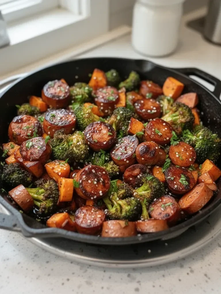 Honey Garlic Sausage and Sweet Potato Sheet Pan Dinner