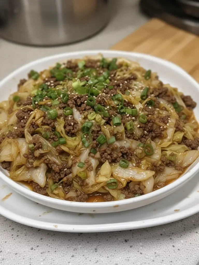 Low-Carb Mongolian Ground Beef and Cabbage