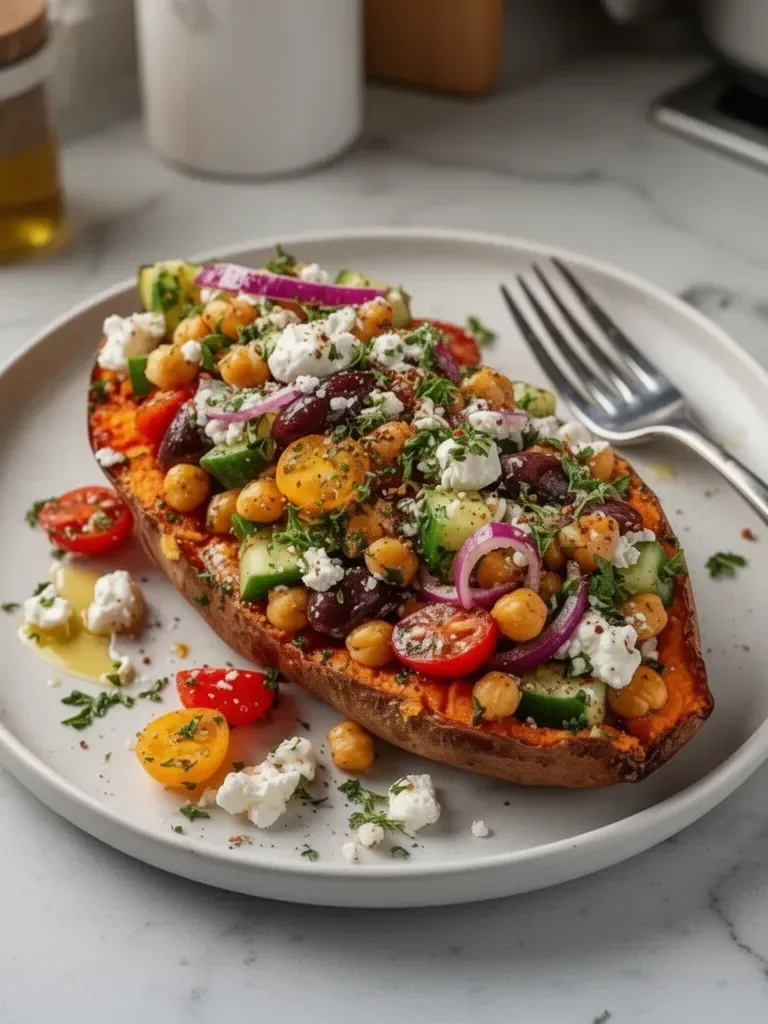 Mediterranean Stuffed Sweet Potatoes