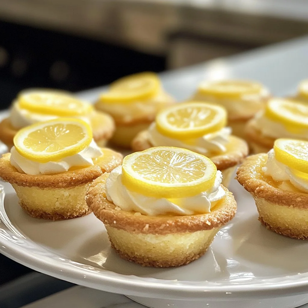 Mouthwatering lemon bar cookie cups on a white plate