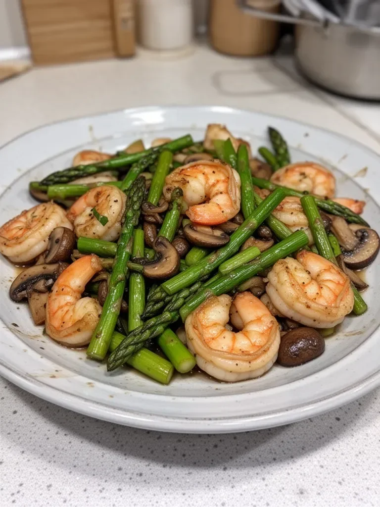 Shrimp and Asparagus Stir-Fry with Mushrooms