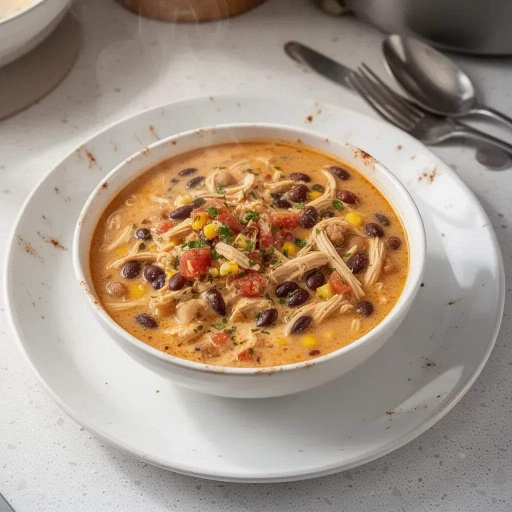 Slow Cooker Cheesy Chicken Chili