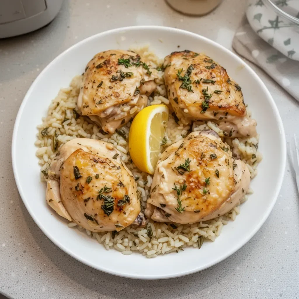 Slow Cooker Lemon Herb Chicken and Rice