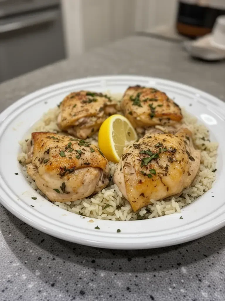Slow Cooker Lemon Herb Chicken and Rice