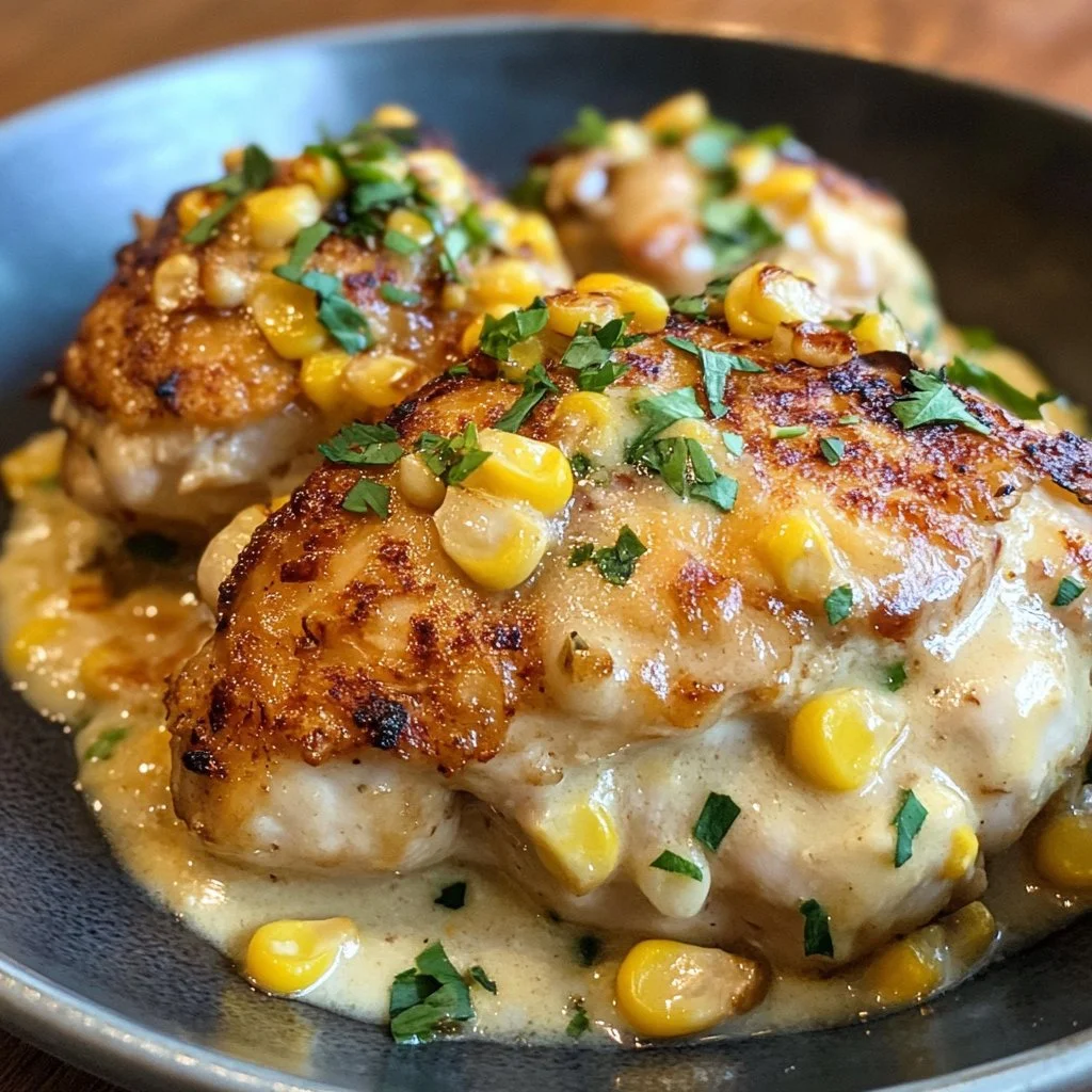 Slow cooker street corn chicken served in a bowl with toppings