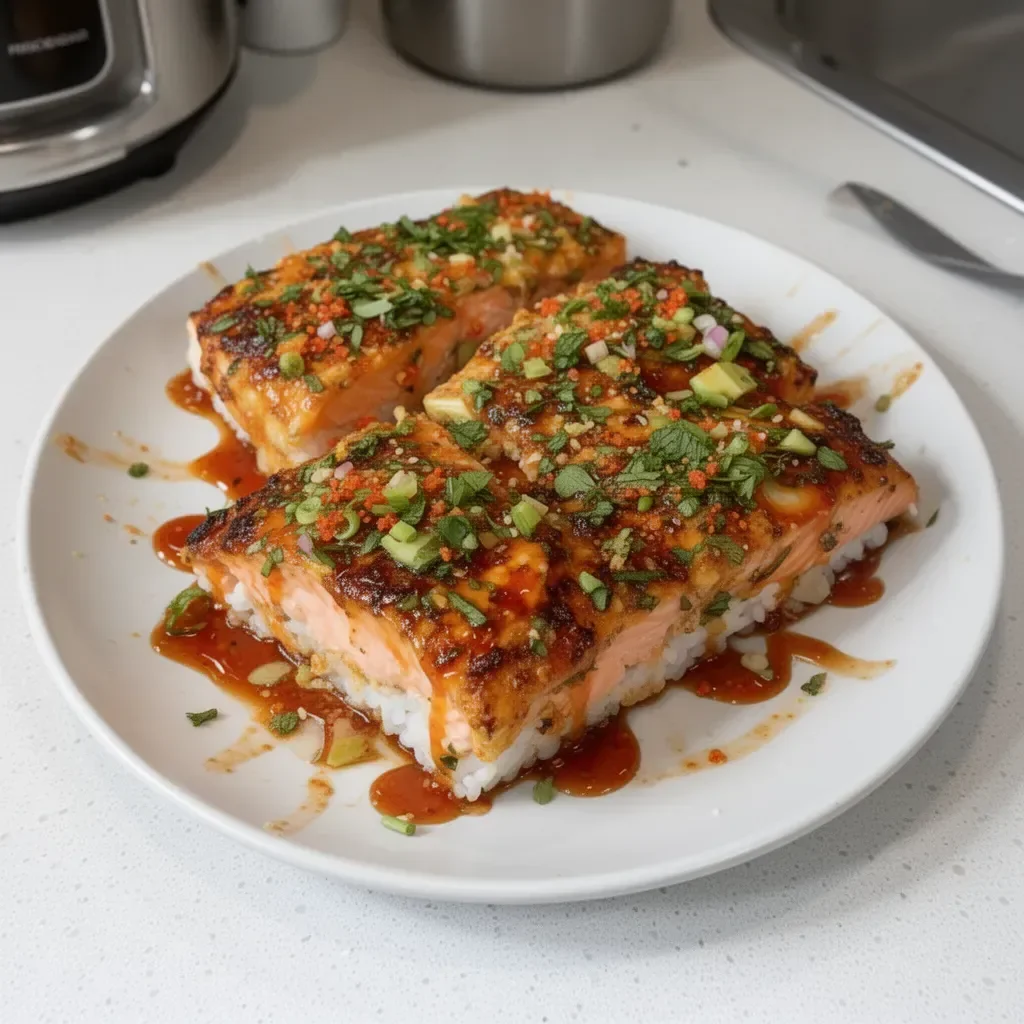 Spicy Salmon Sushi Bake