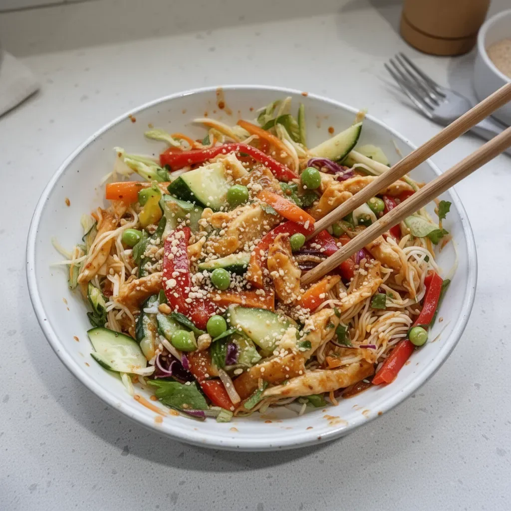 Spring Roll Salad with Spicy Ginger Dressing