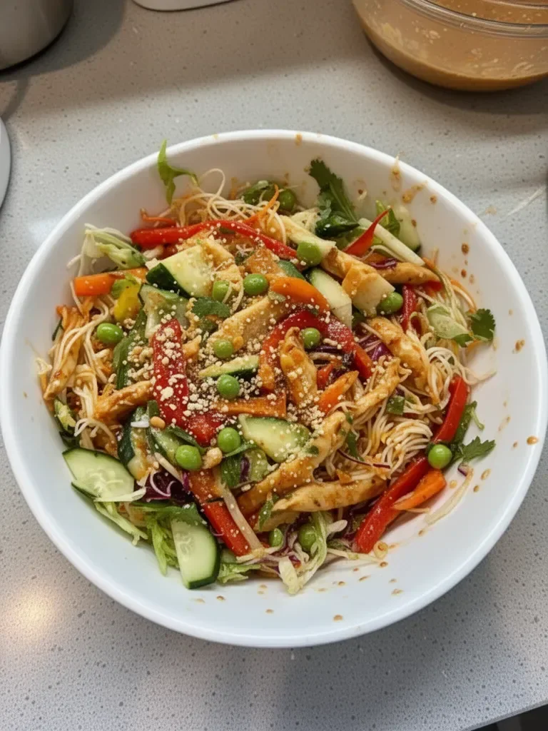 Spring Roll Salad with Spicy Ginger Dressing