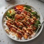 Sticky Chicken Rice Bowls with Spicy Mayo