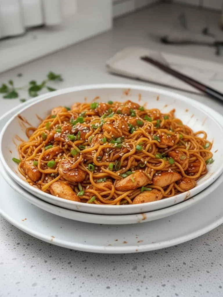 Sticky Garlic Chicken Noodles