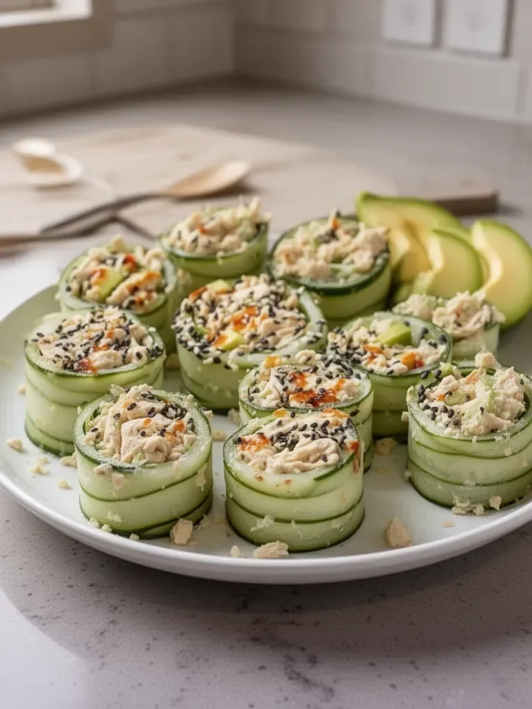 Tasty Chicken Salad Cucumber Roll Ups