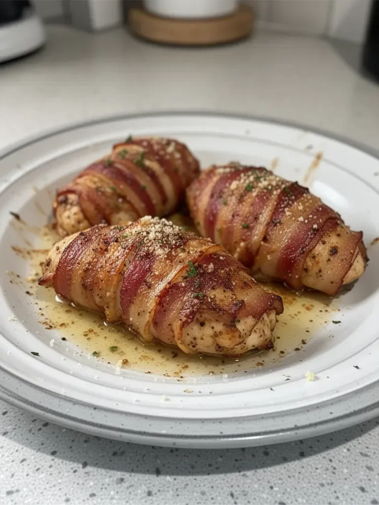Bacon Wrapped Garlic Parmesan Chicken