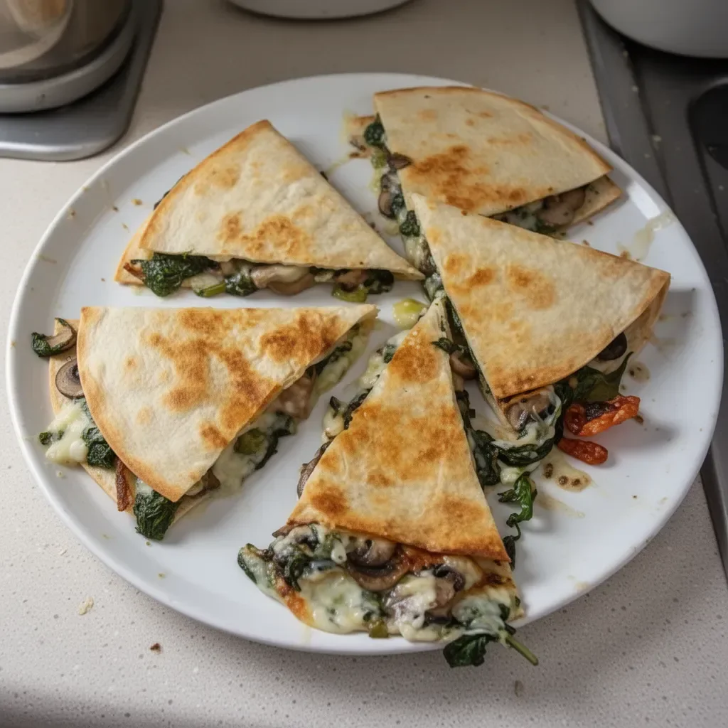Baked Spinach Mushroom Quesadillas
