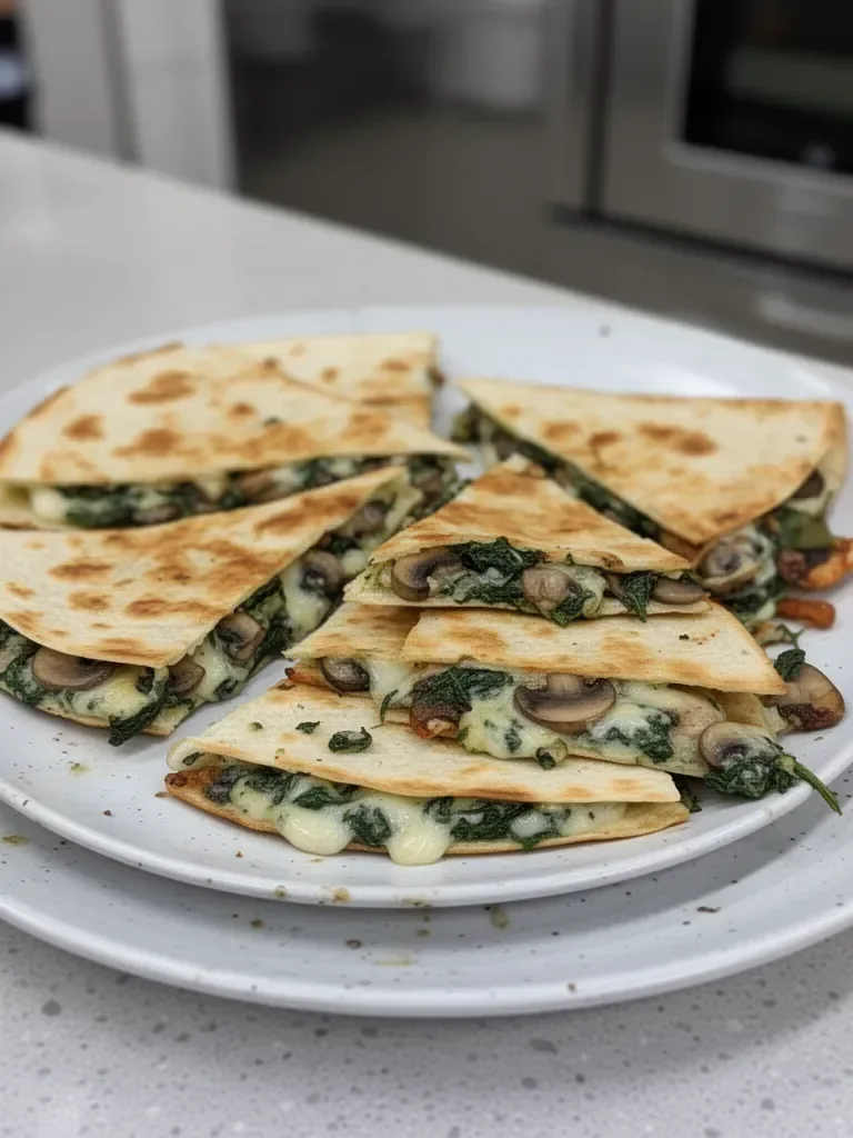 Baked Spinach Mushroom Quesadillas