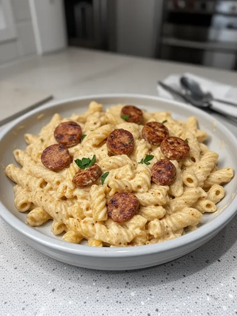 Cajun Smoked Sausage Alfredo Pasta Recipe