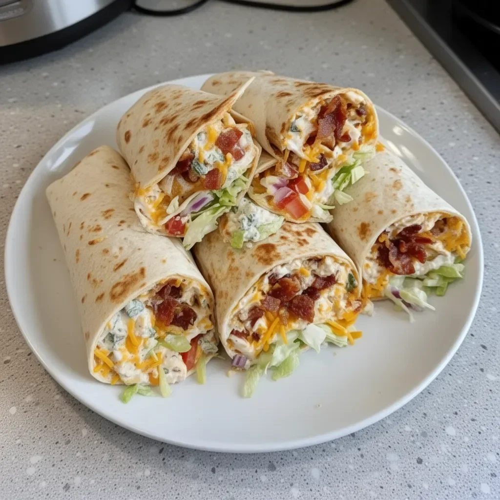 Cheesy bacon ranch wraps filled with crispy bacon and creamy ranch dressing