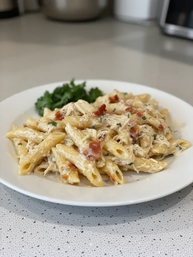 Chicken Bacon Ranch Baked Penne
