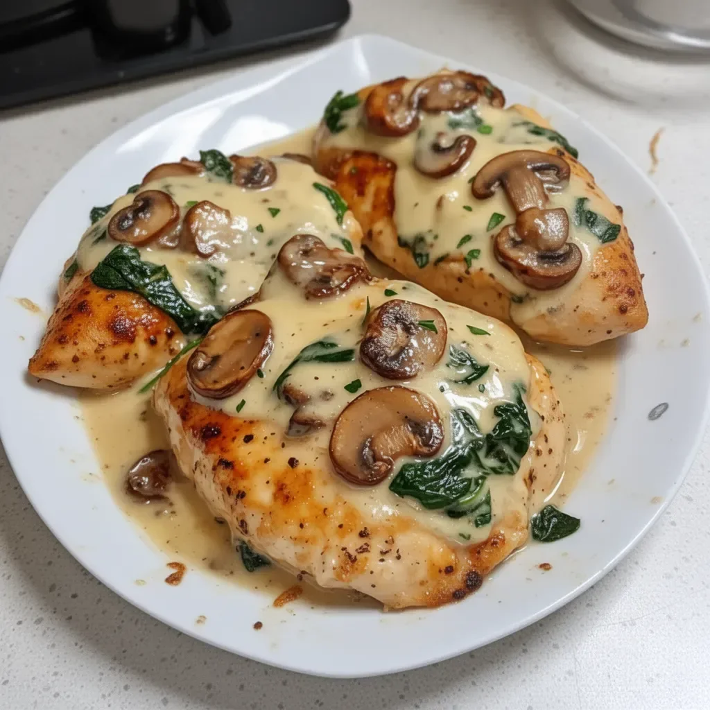 Chicken, Spinach, and Mushroom Bake