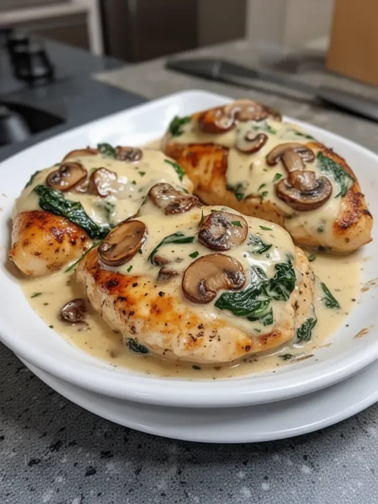 Chicken, Spinach, and Mushroom Bake