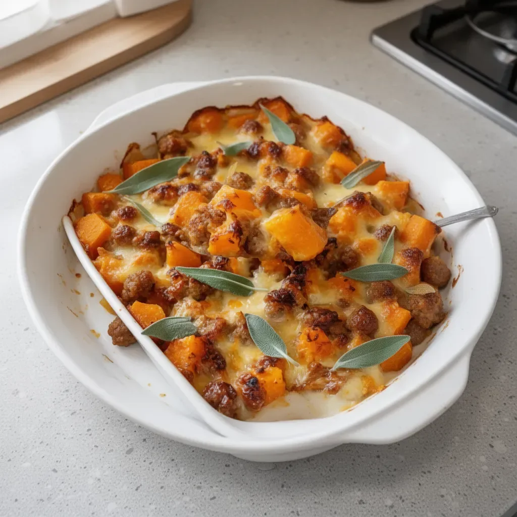Cozy Butternut Squash & Sausage Casserole