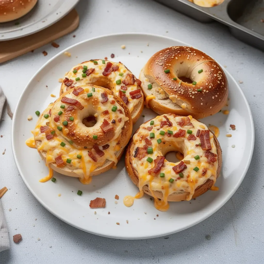 Creamy Bacon Cheddar Bagels