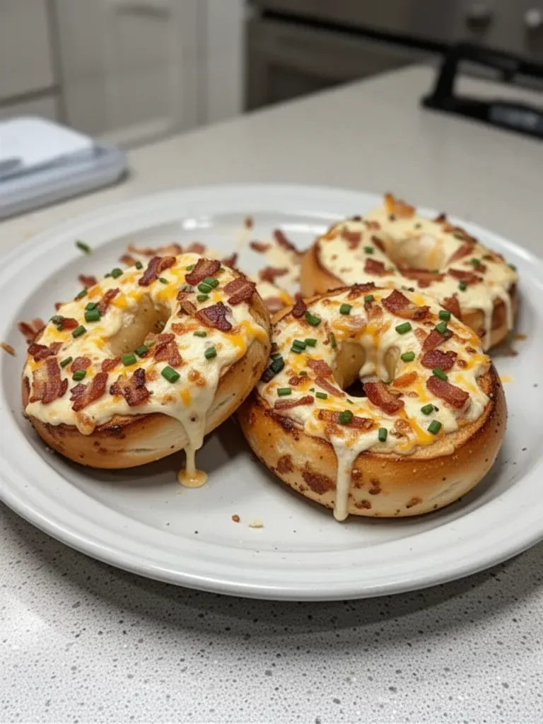 Creamy Bacon Cheddar Bagels