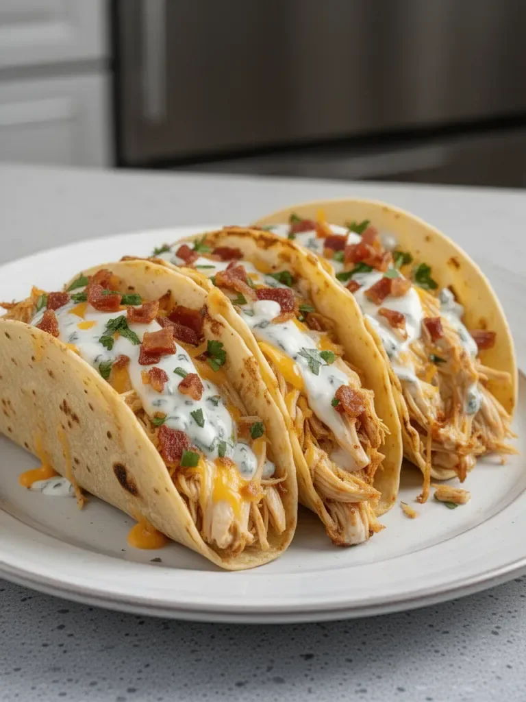 Creamy Cheddar Ranch Chicken Tacos
