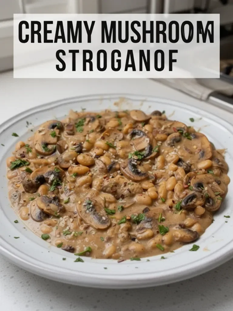 Creamy Mushroom Bean Stroganoff
