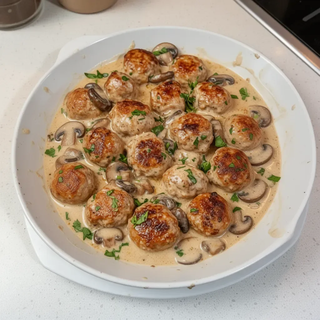 Creamy Mushroom Chicken Meatballs