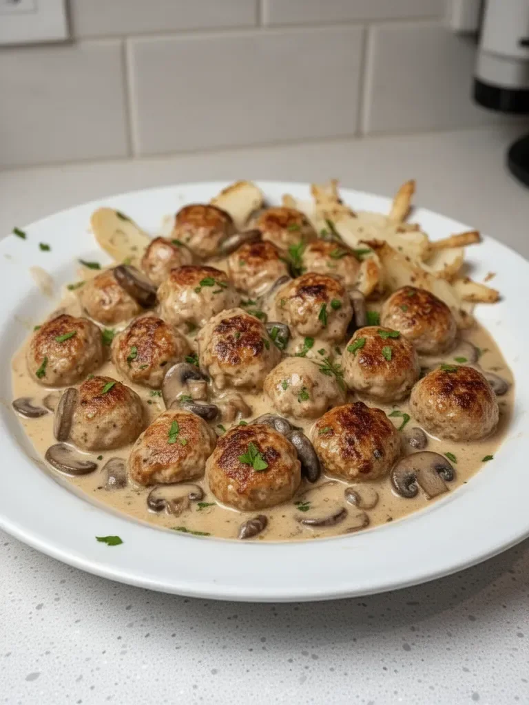 Creamy Mushroom Chicken Meatballs
