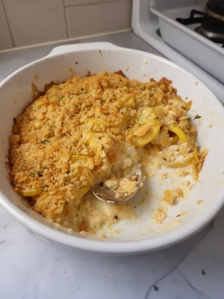 Creamy Squash Casserole with Ritz Cracker Topping