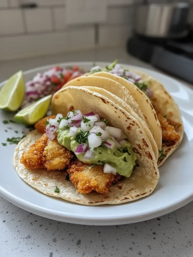 Crispy Baja Fish Tacos with Avocado Cream